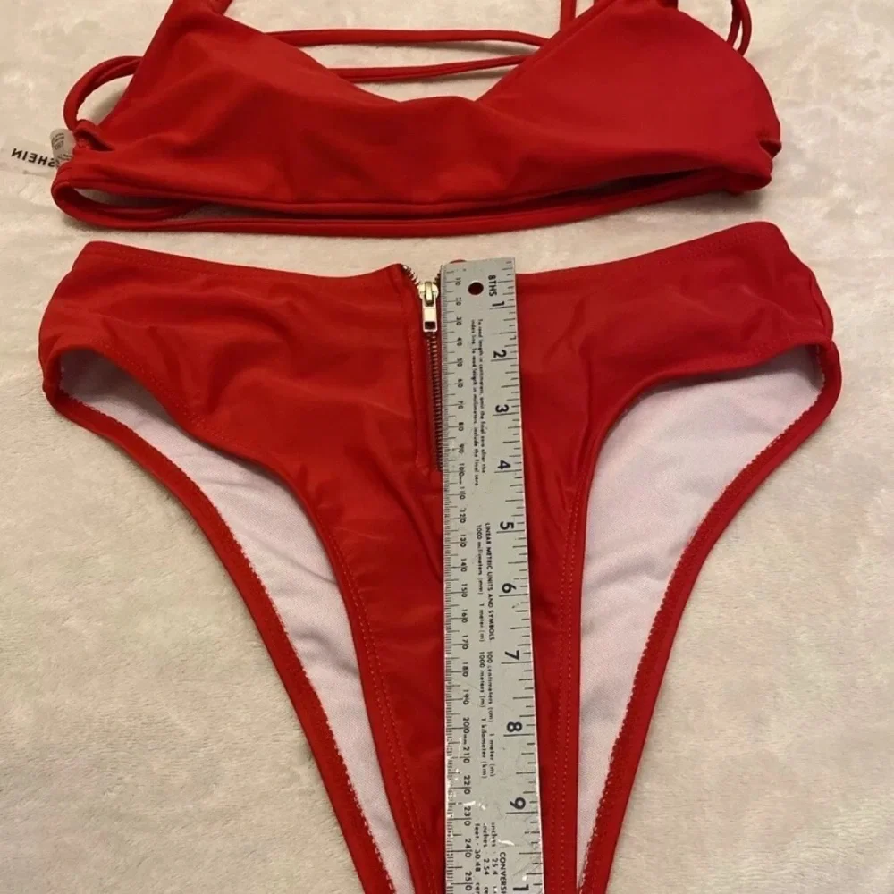 SHEIN Vibrant Red Bikini with Zipper